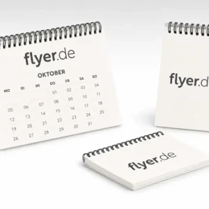 Tischkalender mit Wire-O-Bindung und auffaltbarer Stütze