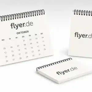 Tischkalender mit Wire-O-Bindung und auffaltbarer Stütze