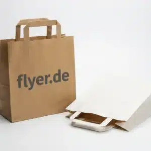 Papiertragetaschen mit Flachhenkel braun weiß
